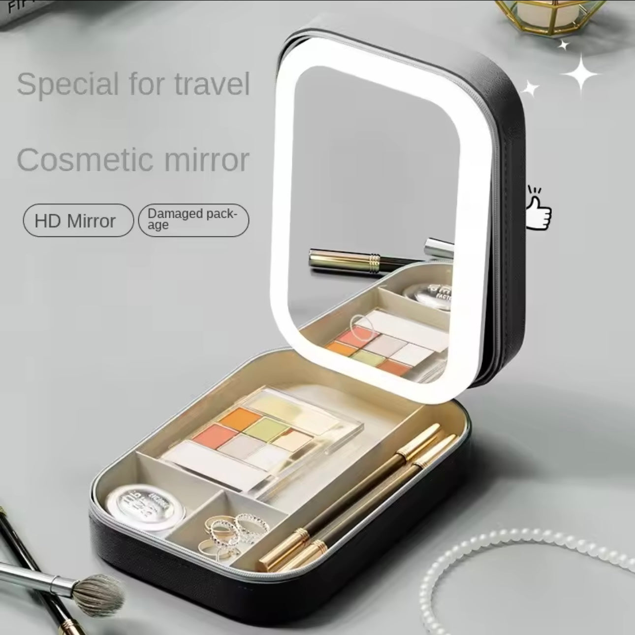 Mini Travel Makeup Bag with LED Mirror