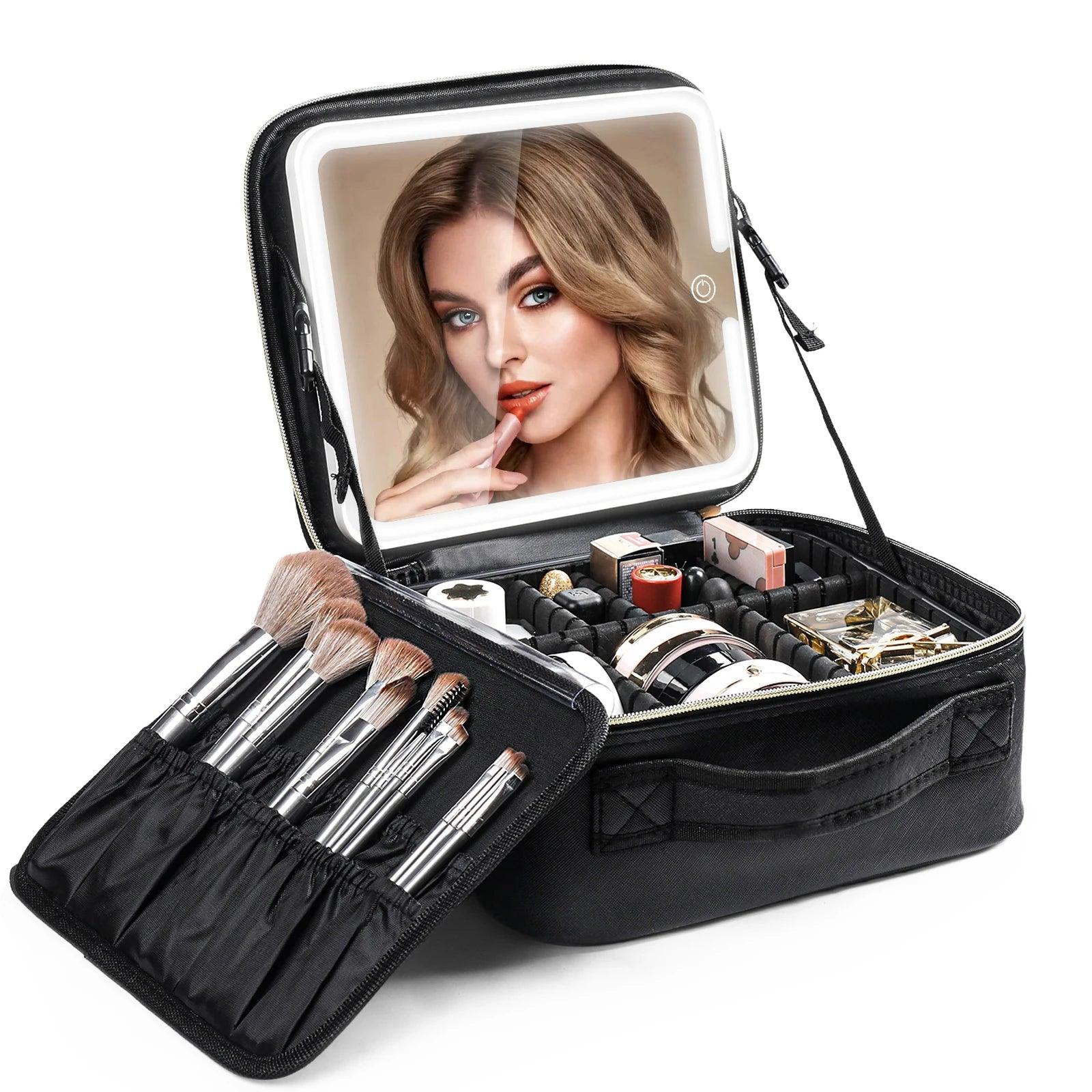 Travel Makeup Bag with LED Mirror