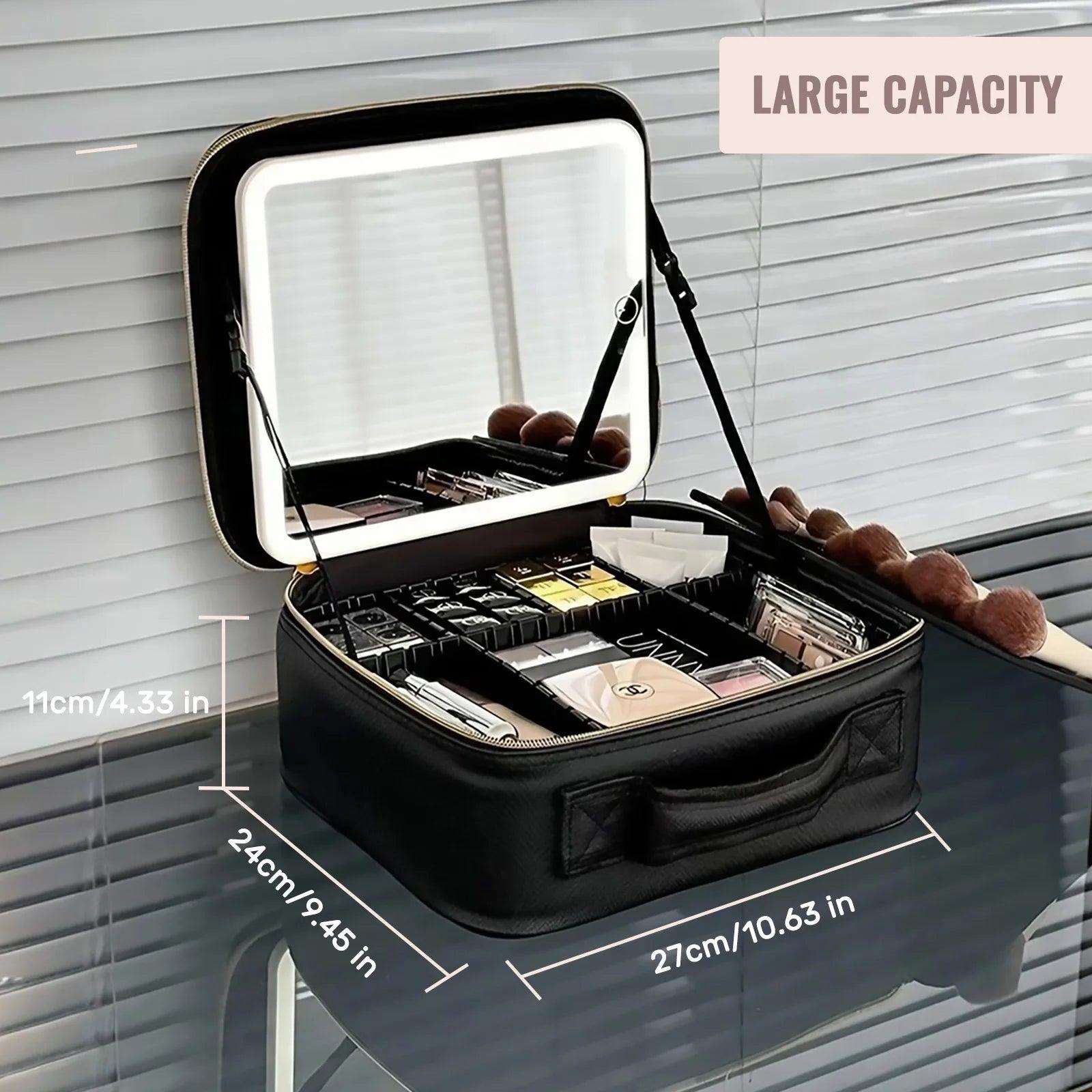 Travel Makeup Bag with LED Mirror