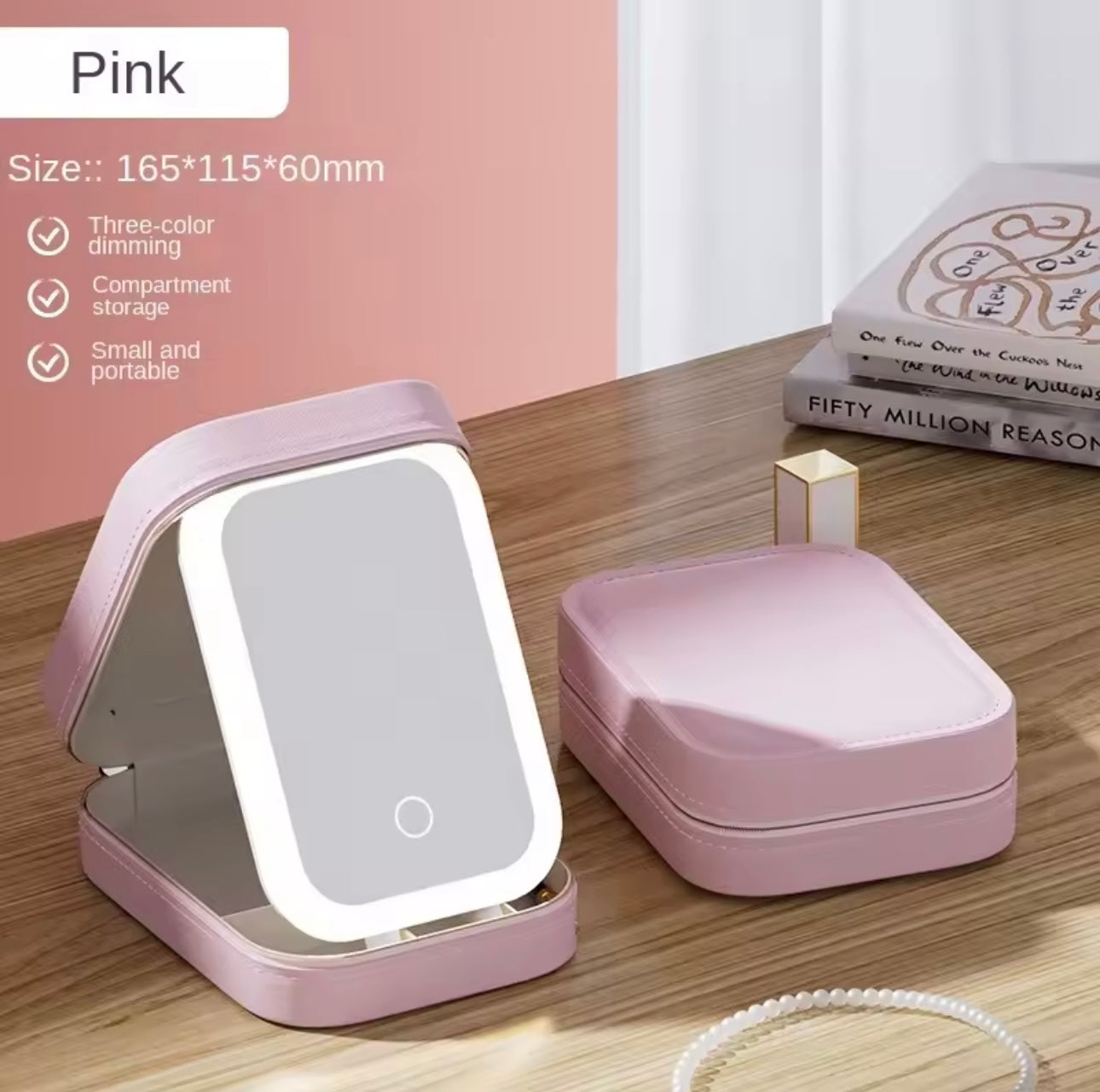 Mini Travel Makeup Bag with LED Mirror